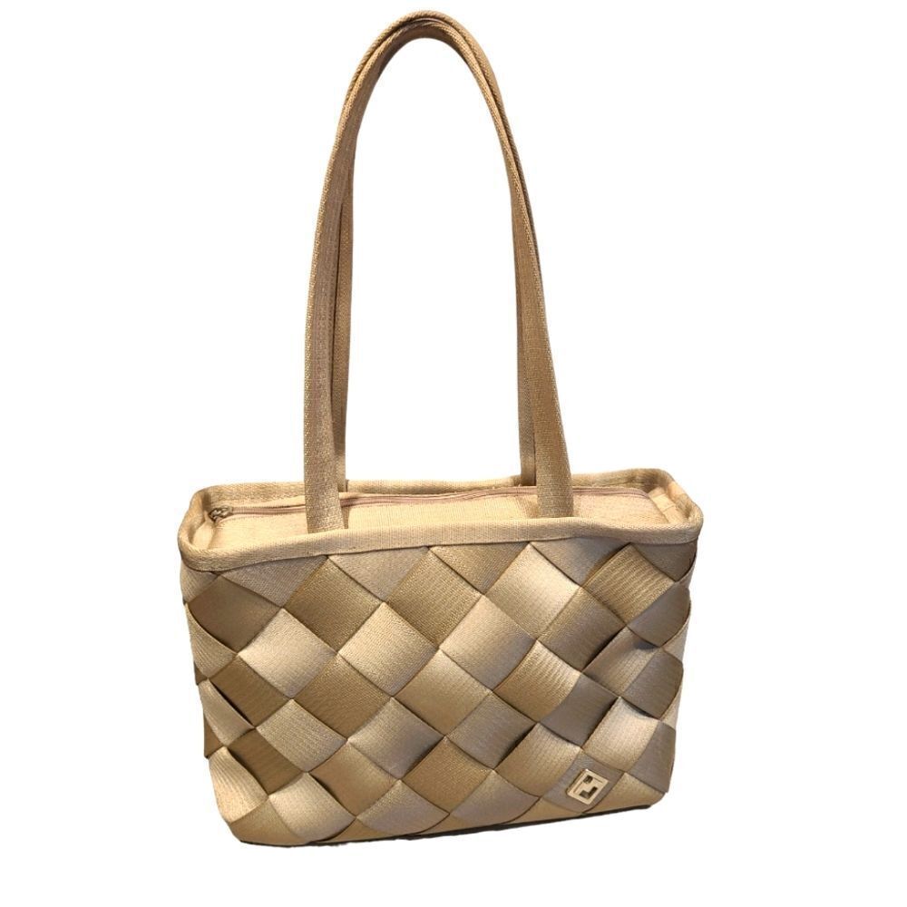 Maggie Bags Recycled Seatbelt Shoulder Footed Bag Beige/ light Khaki tone | OS
